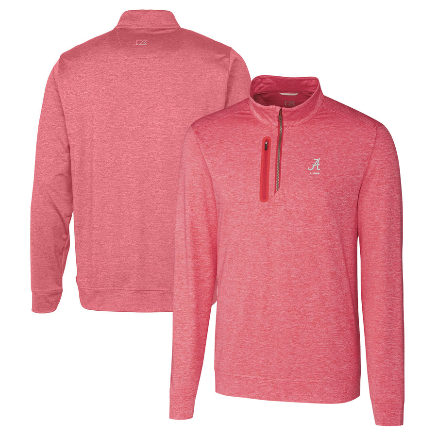 Men's Cutter & Buck  Crimson Alabama Crimson Tide Alumni Logo Stealth Heathered Quarter-Zip Pullover Top