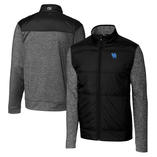 Men's Cutter & Buck Black Kentucky Wildcats Alumni Logo Stealth Hybrid Quilted Full-Zip Windbreaker Jacket