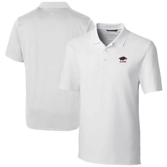 Men's Cutter & Buck  White Arkansas Razorbacks Alumni Logo Forge Stretch DryTec Polo