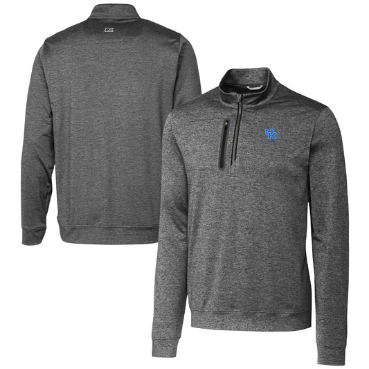 Men's Cutter & Buck  Gray Kentucky Wildcats Alumni Logo Stealth Heathered Quarter-Zip Pullover Top