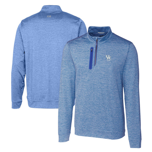 Men's Cutter & Buck  Royal Kentucky Wildcats Alumni Logo Stealth Heathered Quarter-Zip Pullover Top