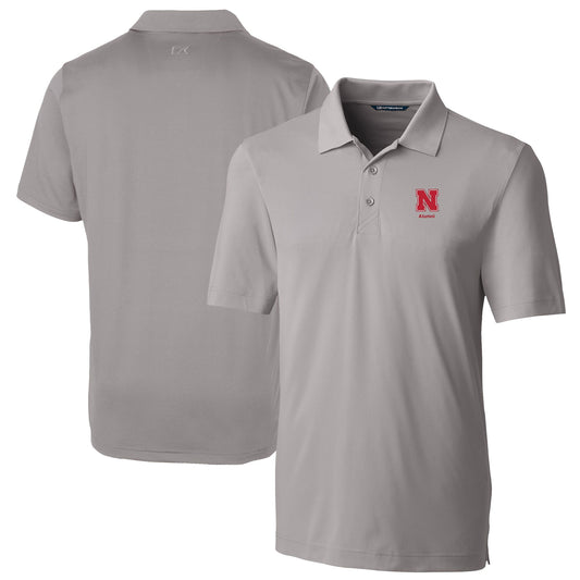 Men's Cutter & Buck  Gray Nebraska Huskers Alumni Logo Forge Stretch DryTec Polo