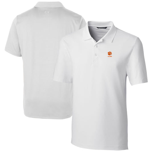 Men's Cutter & Buck  White Clemson Tigers Alumni Logo Forge Stretch DryTec Polo