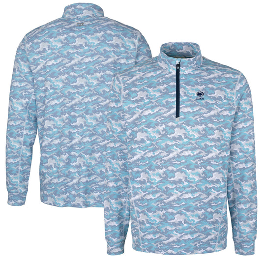 Men's Cutter & Buck  Navy Penn State Nittany Lions Alumni Logo Traverse Camo Print Stretch Quarter-Zip Pullover Top