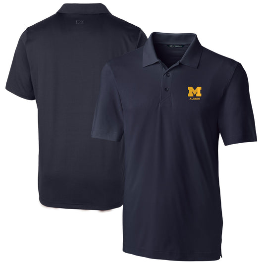 Men's Cutter & Buck  Navy Michigan Wolverines Alumni Logo Forge Stretch DryTec Polo