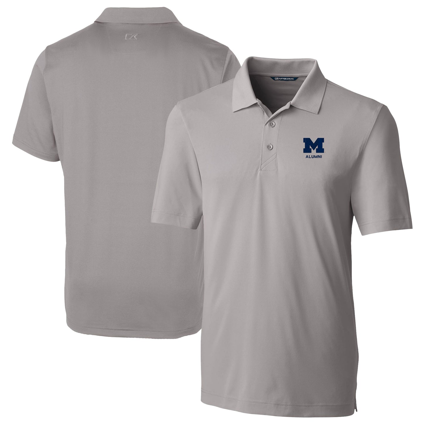 Men's Cutter & Buck  Gray Michigan Wolverines Alumni Logo Forge Stretch DryTec Polo