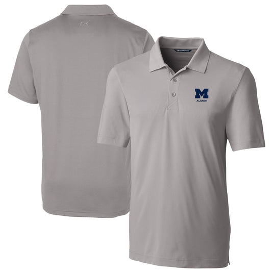 Men's Cutter & Buck  Gray Michigan Wolverines Alumni Logo Forge Stretch DryTec Polo