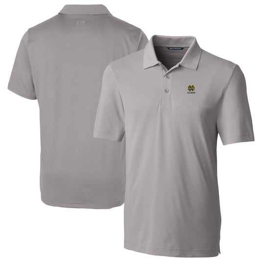 Men's Cutter & Buck  Gray Notre Dame Fighting Irish Alumni Logo Forge Stretch DryTec Polo