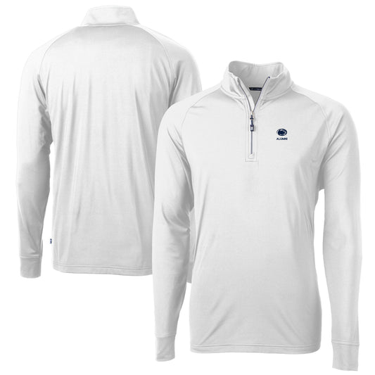 Men's Cutter & Buck  White Penn State Nittany Lions Alumni Logo Adapt Eco Knit Stretch Recycled Quarter-Zip Pullover Top