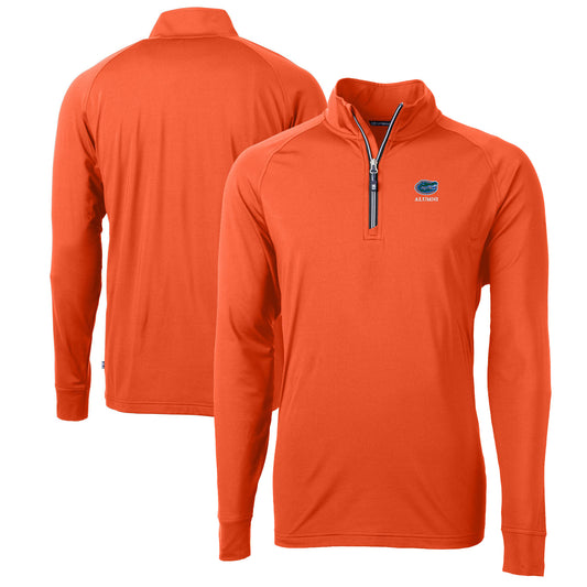 Men's Cutter & Buck  Orange Florida Gators Alumni Logo Adapt Eco Knit Stretch Recycled Quarter-Zip Pullover Top