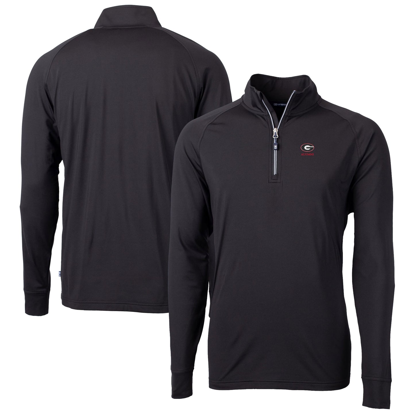 Men's Cutter & Buck  Black Georgia Bulldogs Alumni Logo Adapt Eco Knit Stretch Recycled Quarter-Zip Pullover Top
