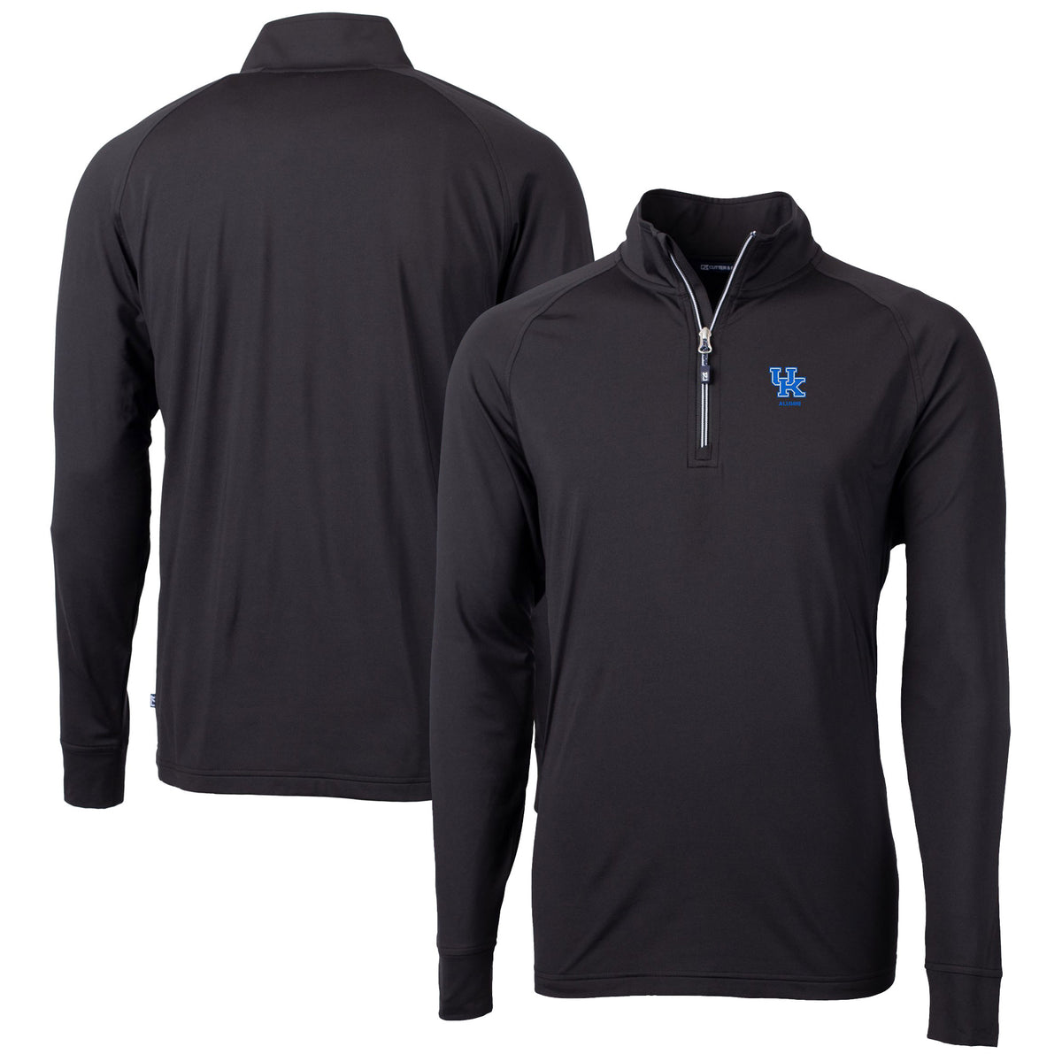 Men's Cutter & Buck  Black Kentucky Wildcats Alumni Logo Adapt Eco Knit Stretch Recycled Quarter-Zip Pullover Top
