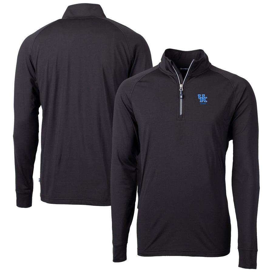 Men's Cutter & Buck  Black Kentucky Wildcats Alumni Logo Adapt Eco Knit Stretch Recycled Quarter-Zip Pullover Top