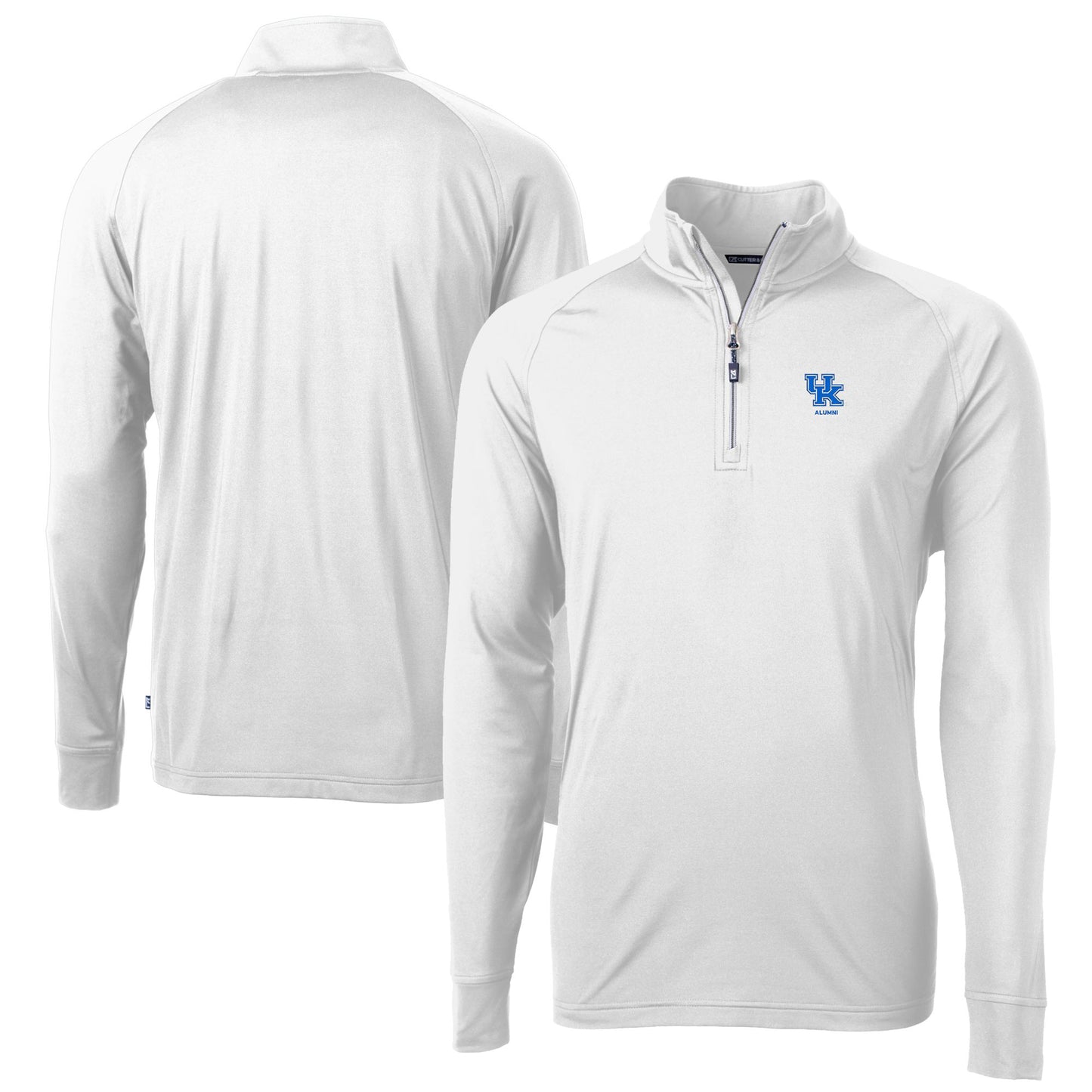 Men's Cutter & Buck  White Kentucky Wildcats Alumni Logo Adapt Eco Knit Stretch Recycled Quarter-Zip Pullover Top