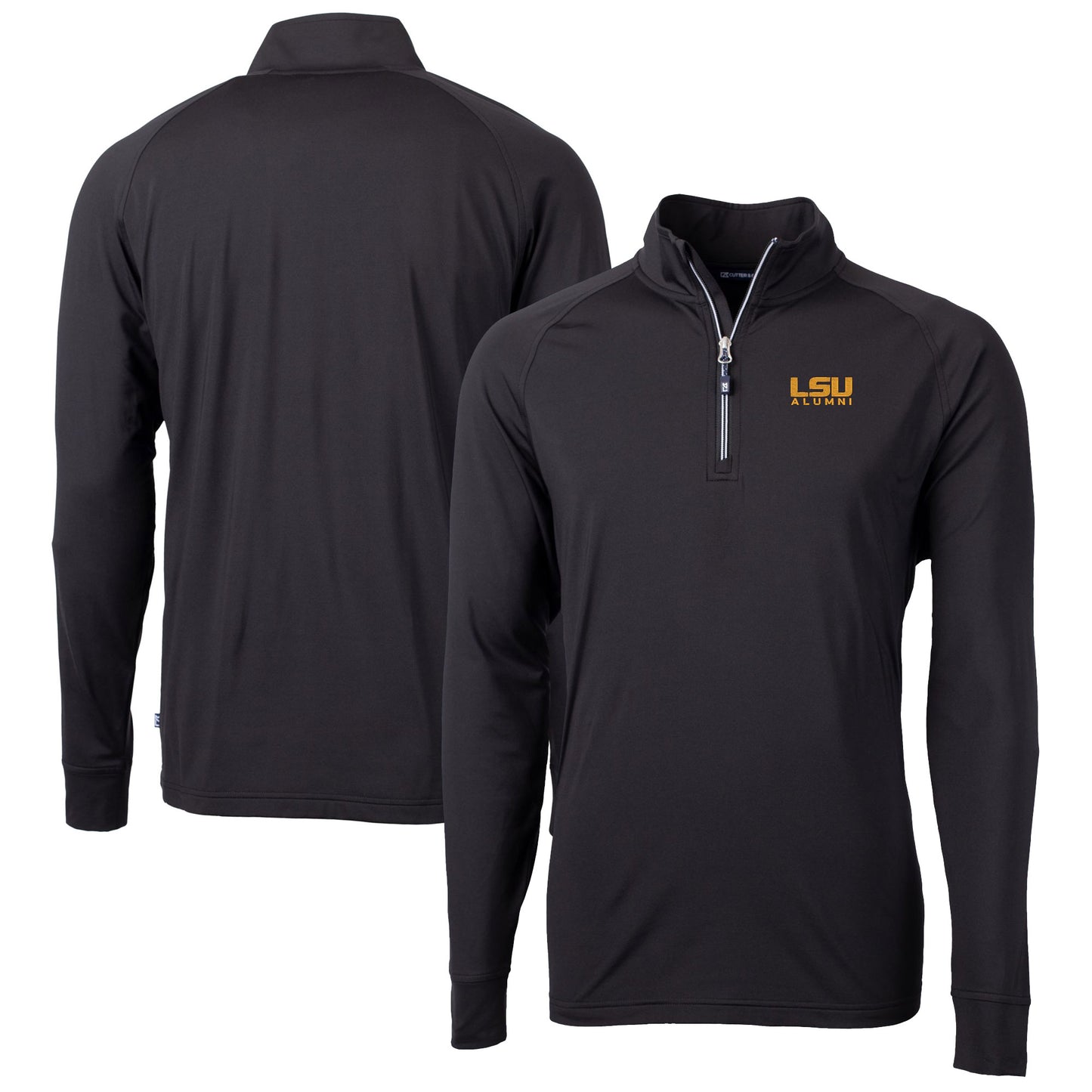 Men's Cutter & Buck  Black LSU Tigers Alumni Logo Adapt Eco Knit Stretch Recycled Quarter-Zip Pullover Top