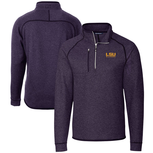 Men's Cutter & Buck  Heather Purple LSU Tigers Alumni Logo Mainsail Sweater-Knit Half-Zip Pullover Jacket