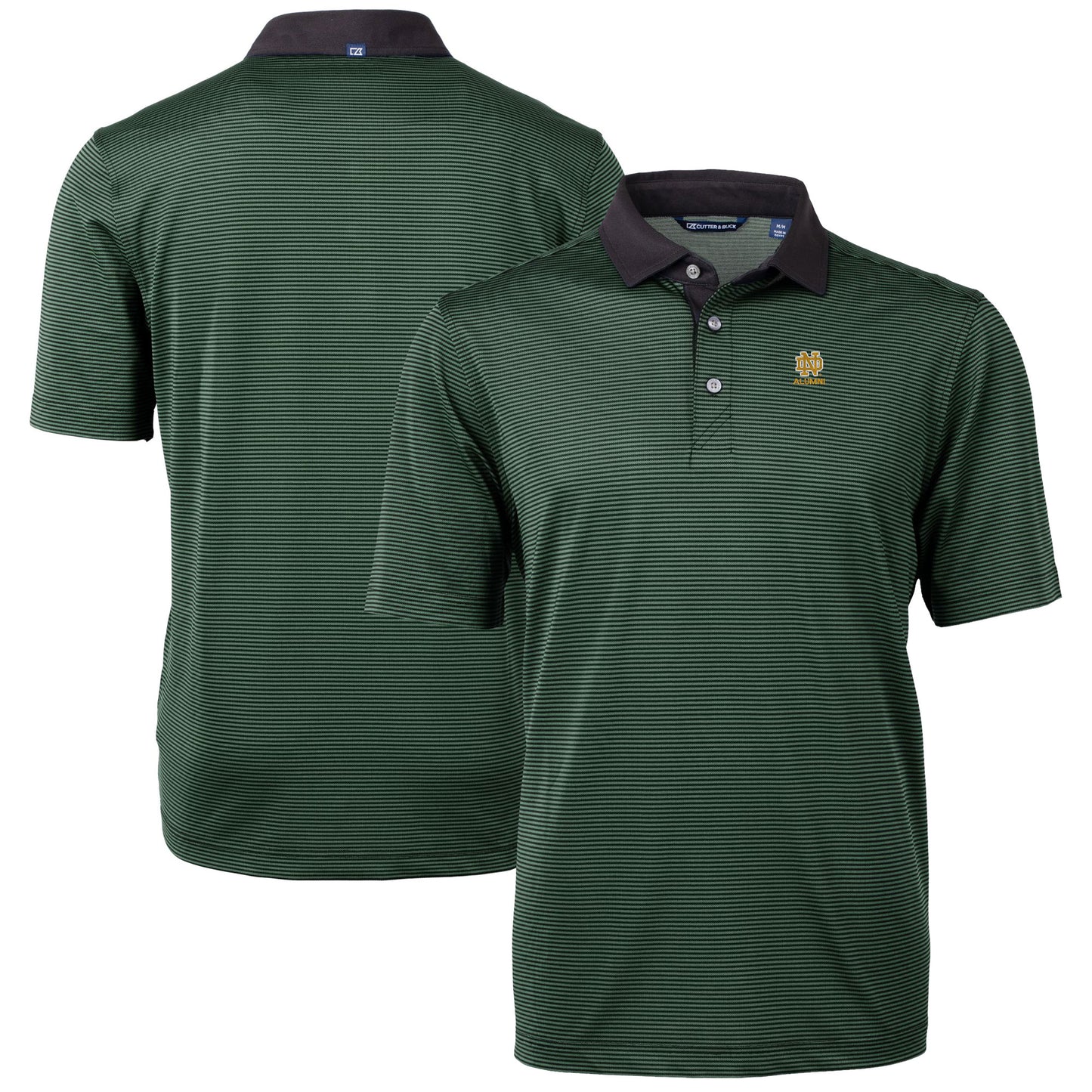 Men's Cutter & Buck  Green Notre Dame Fighting Irish Alumni Logo Virtue Eco Pique Micro Stripe Recycled Polo