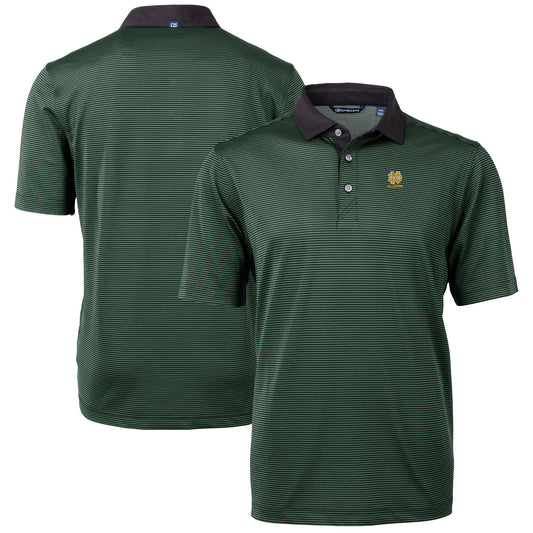 Men's Cutter & Buck  Green Notre Dame Fighting Irish Alumni Logo Virtue Eco Pique Micro Stripe Recycled Polo