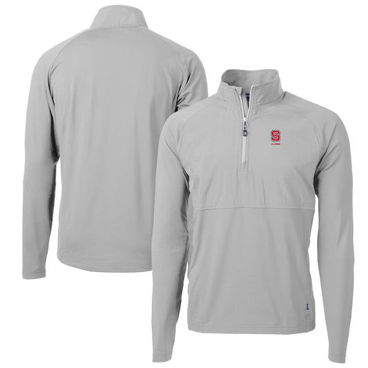 Men's Cutter & Buck  Gray NC State Wolfpack  Adapt Eco Knit Hybrid Recycled Quarter-Zip Pullover Top