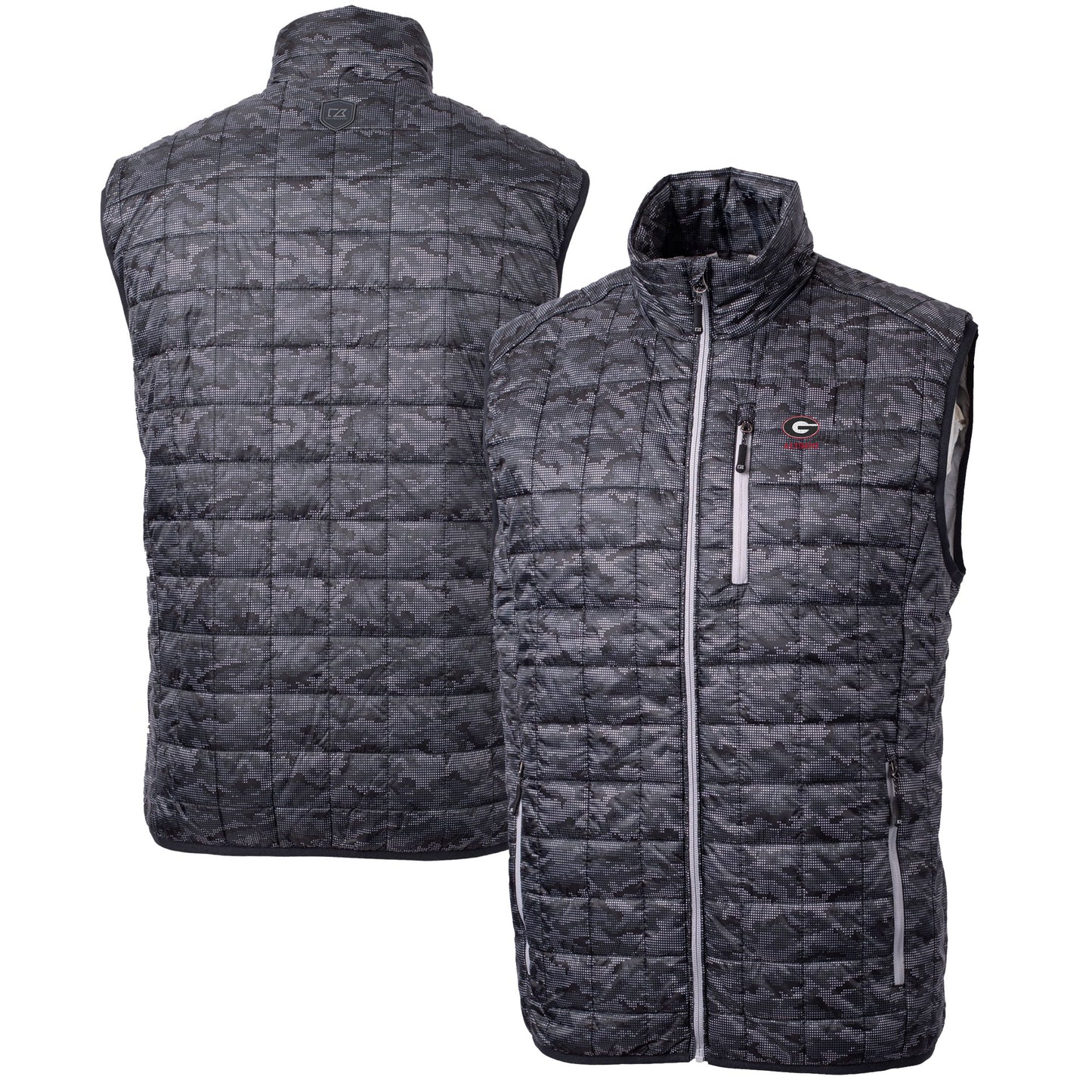 Men's Cutter & Buck  Black Georgia Bulldogs Alumni Logo Rainier PrimaLoft Eco Insulated Full-Zip Puffer Vest