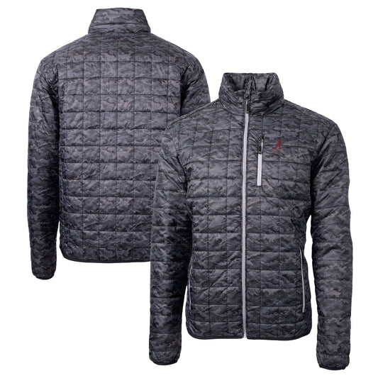 Men's Cutter & Buck  Black Alabama Crimson Tide Alumni Logo Rainier PrimaLoft Eco Insulated Full-Zip Puffer Jacket