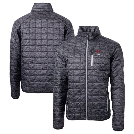 Men's Cutter & Buck  Black Ohio State Buckeyes Alumni Logo Rainier PrimaLoft Eco Insulated Full-Zip Puffer Jacket