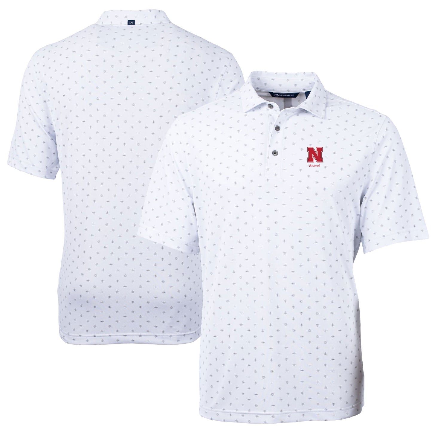 Men's Cutter & Buck  White Nebraska Huskers Alumni Logo Virtue Eco Pique Tile Print Recycled Polo