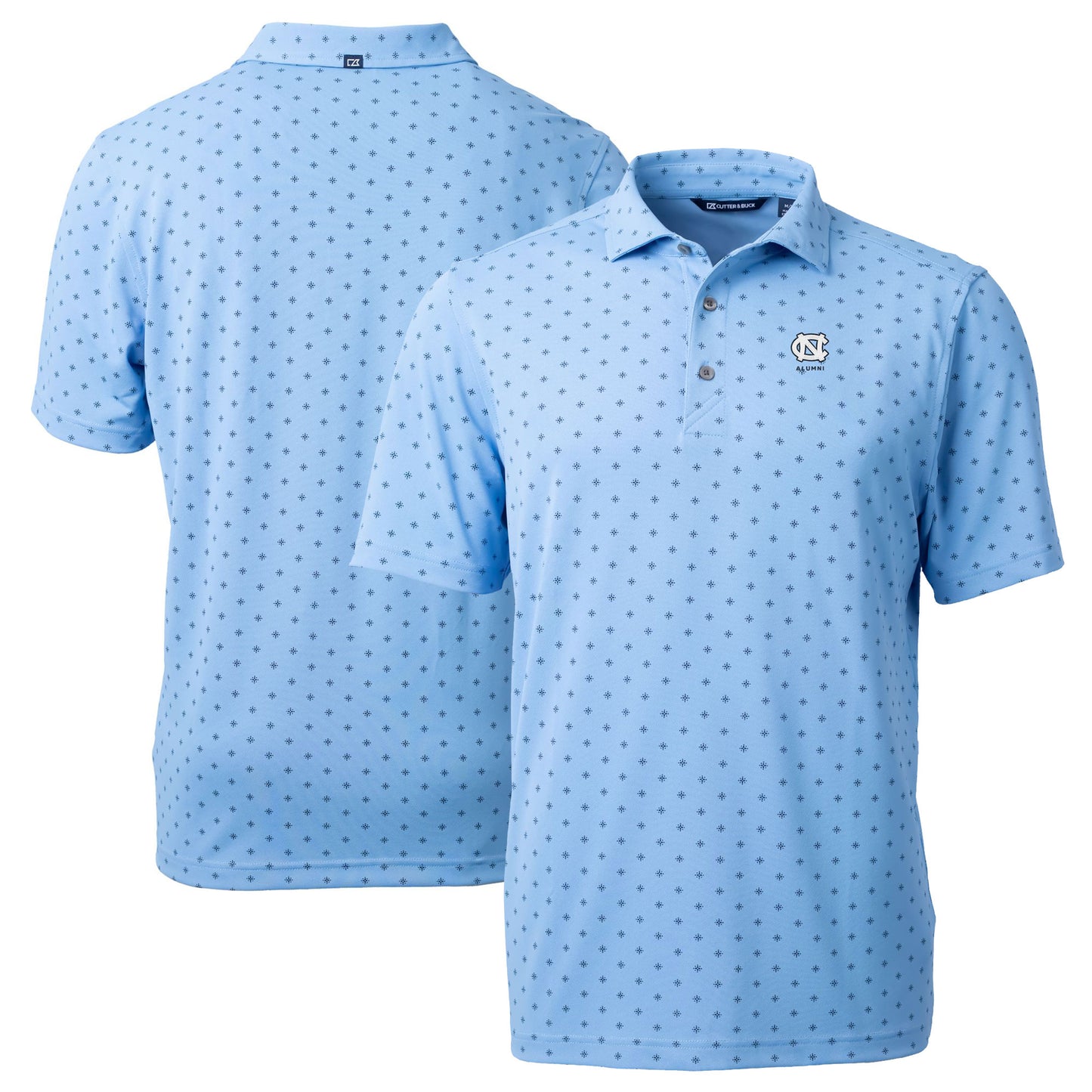 Men's Cutter & Buck  Carolina Blue North Carolina Tar Heels Alumni Logo Virtue Eco Pique Tile Print Recycled Polo