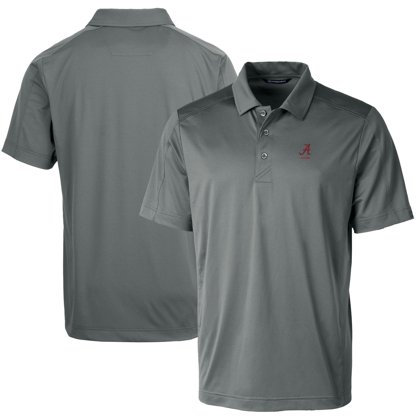 Men's Cutter & Buck  Gray Alabama Crimson Tide Alumni Logo Prospect Textured Stretch Polo