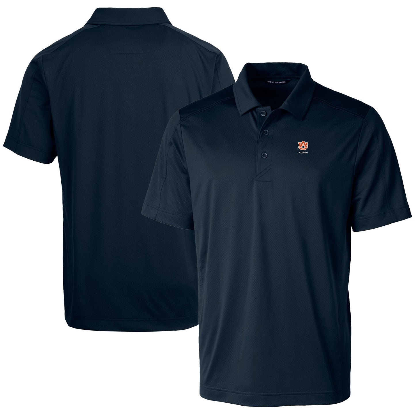 Men's Cutter & Buck  Navy Auburn Tigers Alumni Logo Prospect Textured Stretch Polo