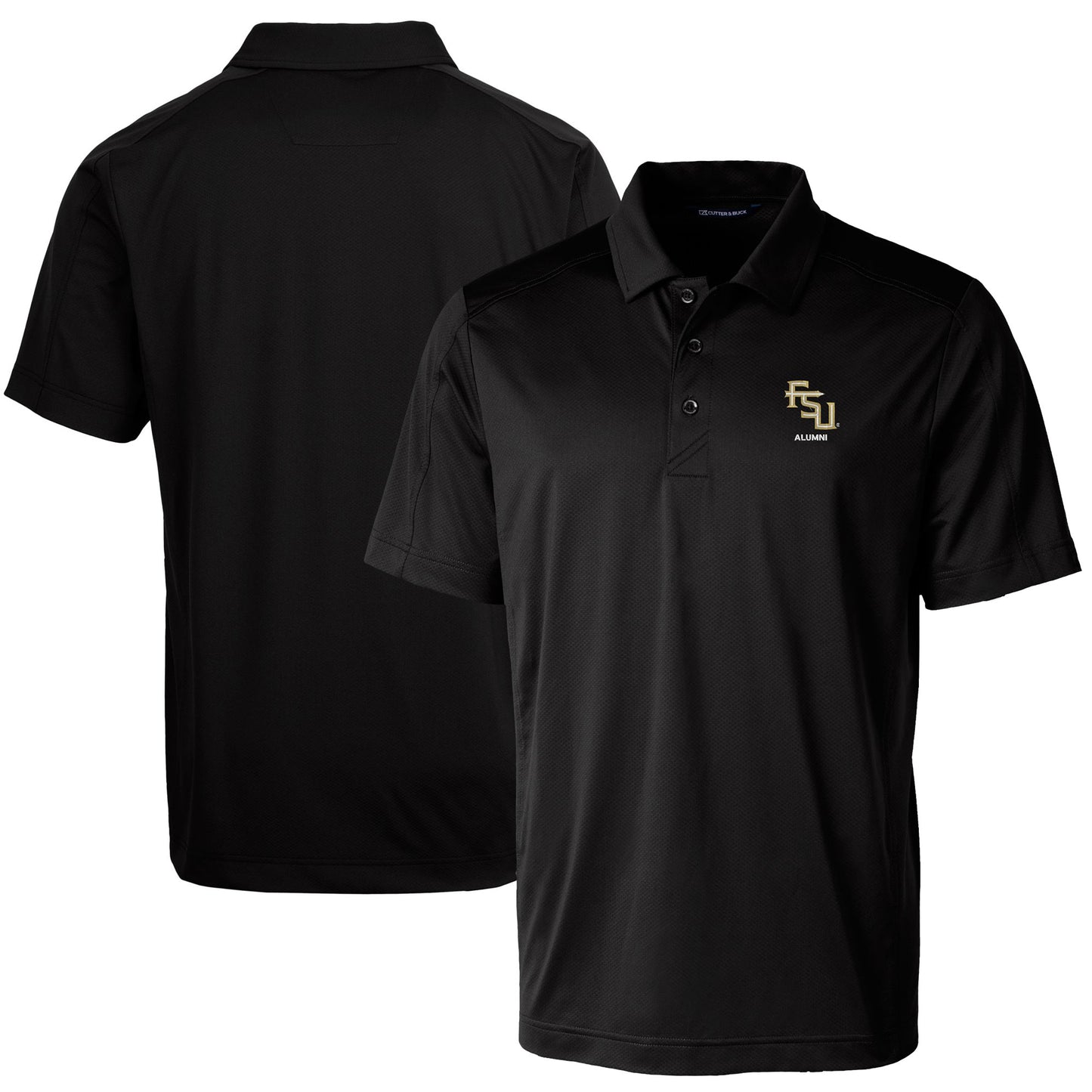 Men's Cutter & Buck  Black Florida State Seminoles Alumni Logo Prospect Textured Stretch Polo