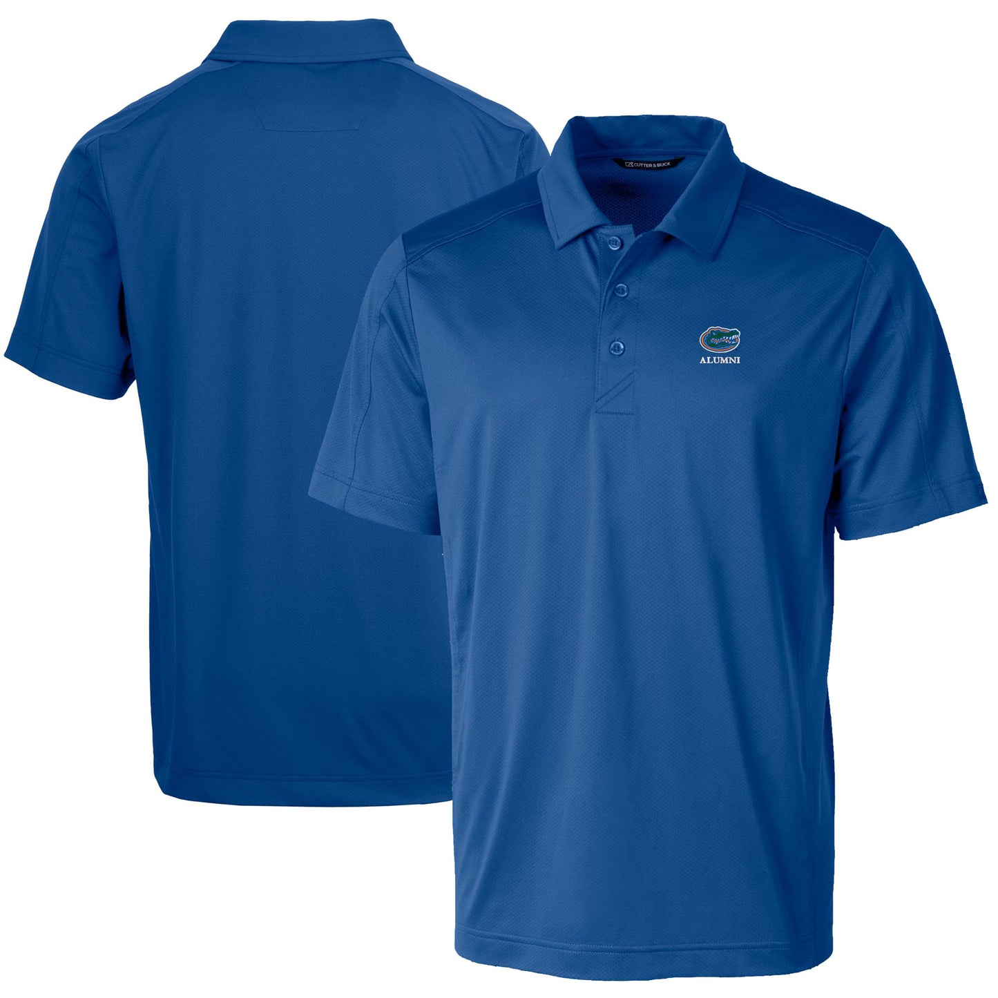 Men's Cutter & Buck  Royal Florida Gators Alumni Logo Prospect Textured Stretch Polo