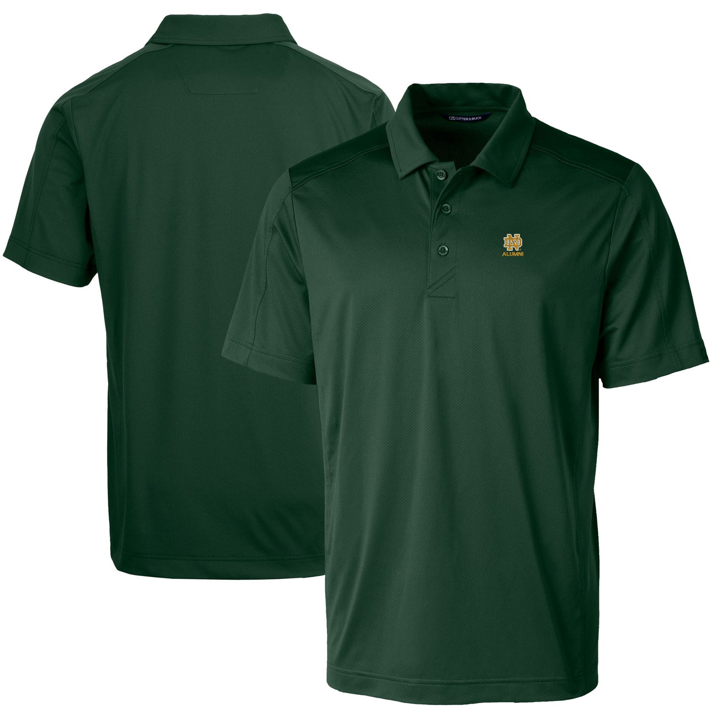 Men's Cutter & Buck  Green Notre Dame Fighting Irish Alumni Logo Prospect Textured Stretch Polo