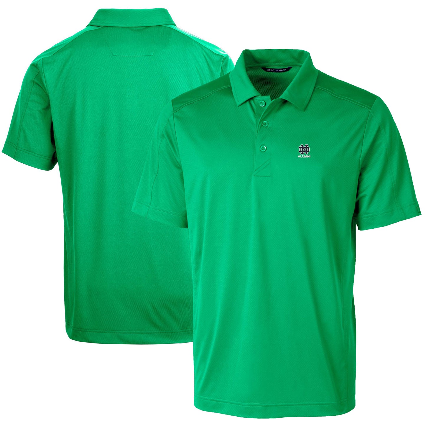 Men's Cutter & Buck  Green Notre Dame Fighting Irish Alumni Logo Prospect Textured Stretch Polo
