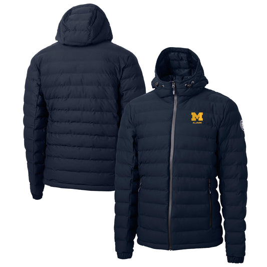 Men's Cutter & Buck  Navy Michigan Wolverines Alumni Logo Mission Ridge Repreve Eco Insulated Puffer Full-Zip Jacket