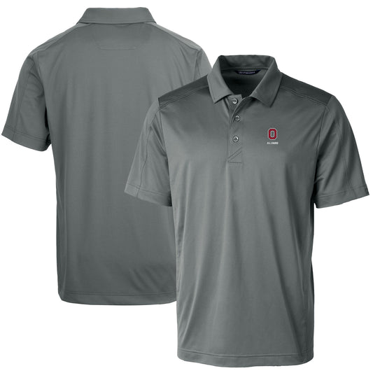 Men's Cutter & Buck  Gray Ohio State Buckeyes Alumni Logo Prospect Textured Stretch Polo