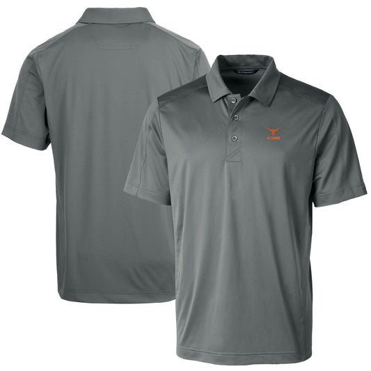 Men's Cutter & Buck  Gray Texas Longhorns Alumni Logo Prospect Textured Stretch Polo