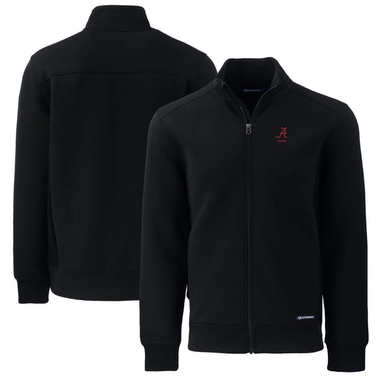 Men's Cutter & Buck  Black Alabama Crimson Tide Alumni Logo Roam Eco Recycled Full-Zip Jacket