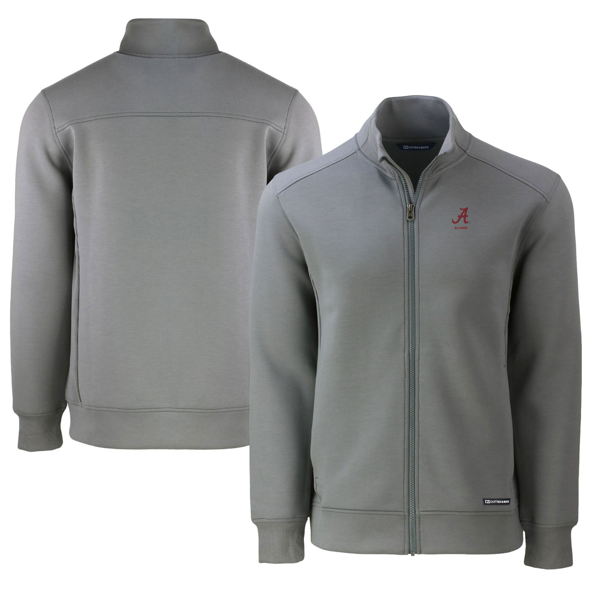 Men's Cutter & Buck  Gray Alabama Crimson Tide Alumni Logo Roam Eco Recycled Full-Zip Jacket