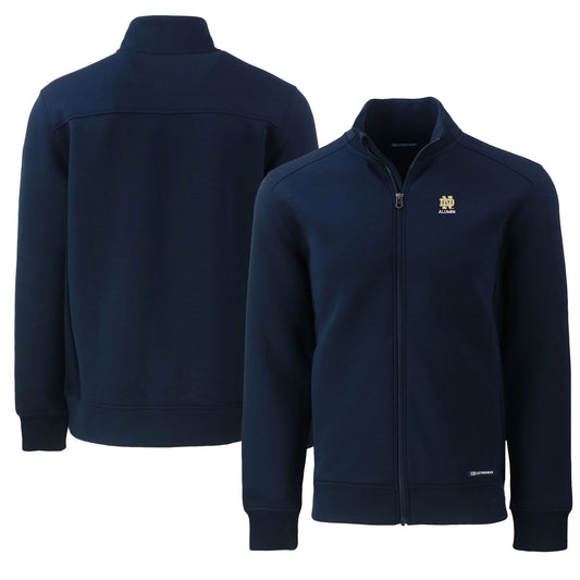 Men's Cutter & Buck  Navy Notre Dame Fighting Irish Alumni Logo Roam Eco Recycled Full-Zip Jacket