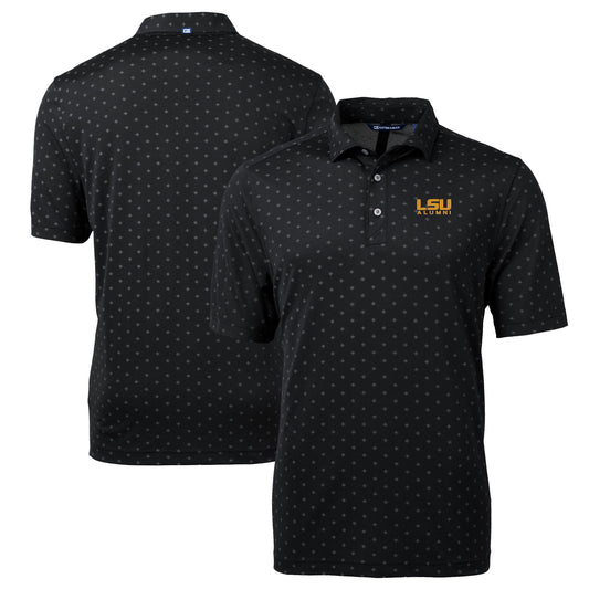 Men's Cutter & Buck  Black LSU Tigers Alumni Logo Virtue Eco Pique Tile Print Recycled Polo