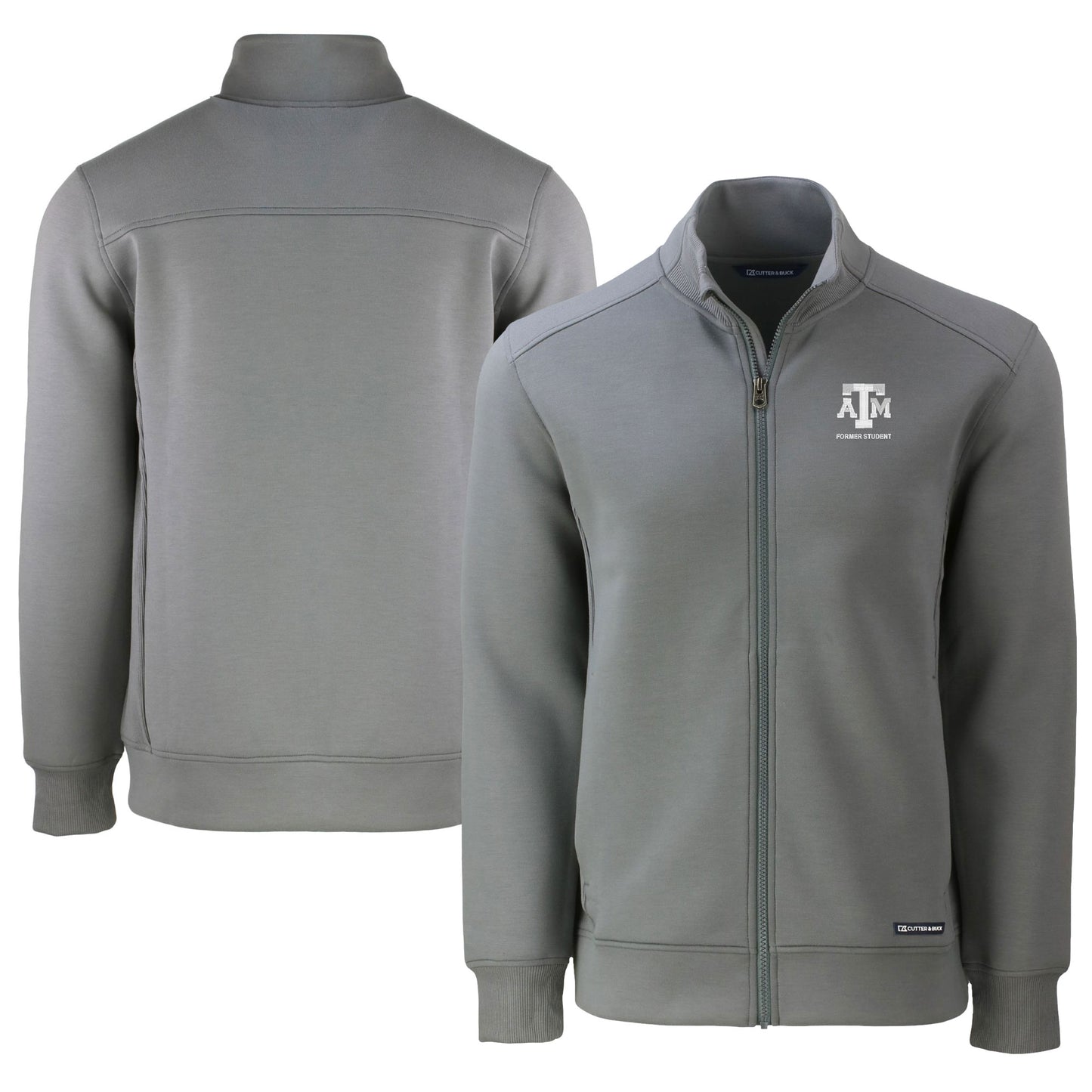 Men's Cutter & Buck  Gray Texas A&M Aggies Alumni Logo Roam Eco Recycled Full-Zip Jacket