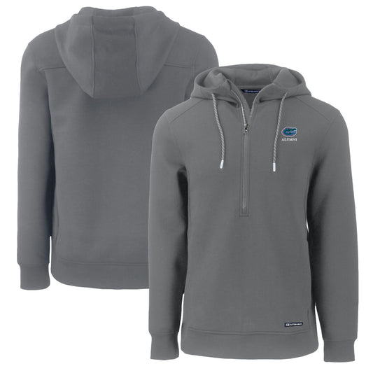 Men's Cutter & Buck  Gray Florida Gators Alumni Logo Roam Eco Recycled Half-Zip Pullover Hoodie