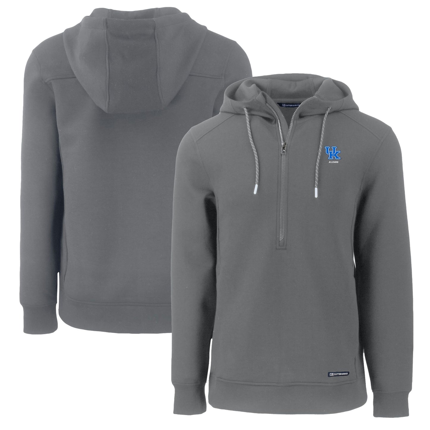 Men's Cutter & Buck  Gray Kentucky Wildcats Alumni Logo Roam Eco Recycled Half-Zip Pullover Hoodie