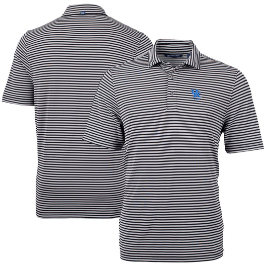 Men's Cutter & Buck  Black Kentucky Wildcats Alumni Logo Virtue Eco Pique Stripe Recycled Polo