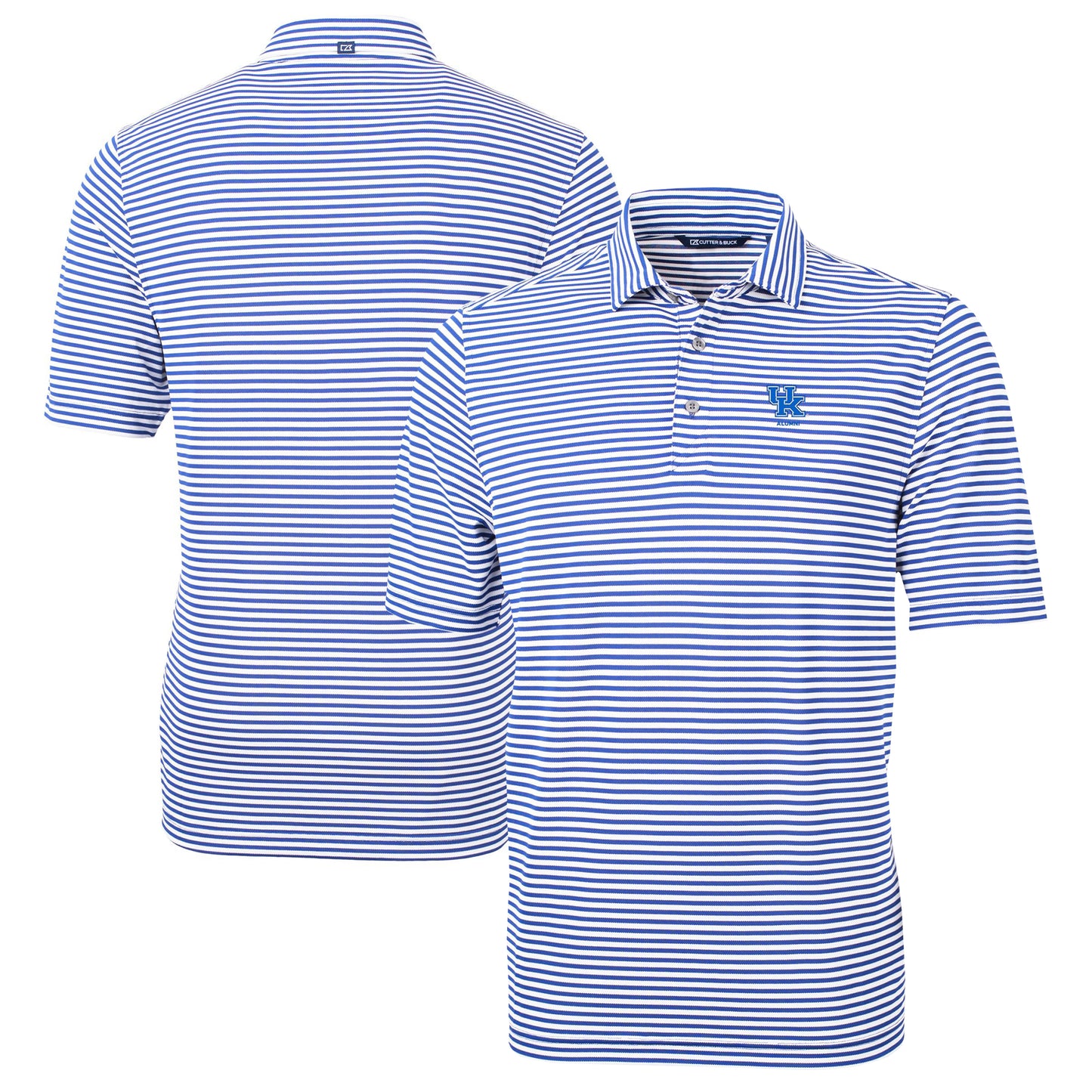 Men's Cutter & Buck  Royal Kentucky Wildcats Alumni Logo Virtue Eco Pique Stripe Recycled Polo