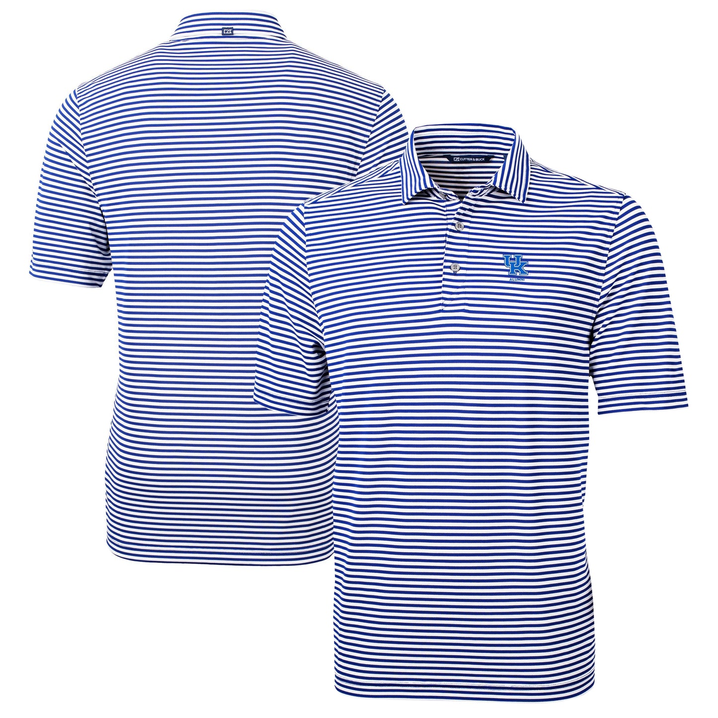 Men's Cutter & Buck  Royal Kentucky Wildcats Alumni Logo Virtue Eco Pique Stripe Recycled Polo