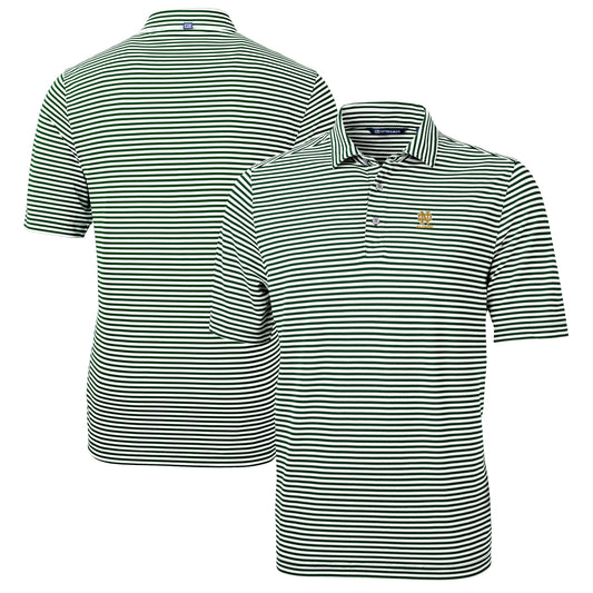 Men's Cutter & Buck  Green Notre Dame Fighting Irish Alumni Logo Virtue Eco Pique Stripe Recycled Polo