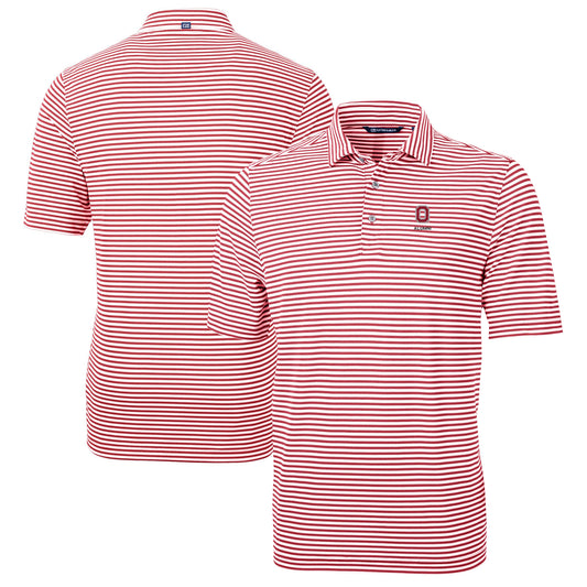 Men's Cutter & Buck  Scarlet Ohio State Buckeyes Alumni Logo Virtue Eco Pique Stripe Recycled Polo