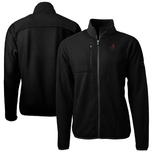 Men's Cutter & Buck  Black Alabama Crimson Tide Alumni Logo Cascade Eco Sherpa Fleece Full-Zip Jacket